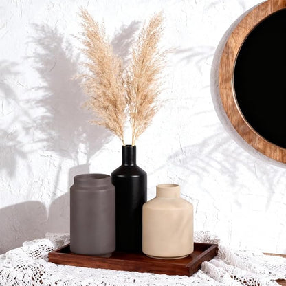 Ceramic Vase Set of 3 – Modern Decorative Vases for Home Decor, Small Flower Pottery Vase Sets, Boho Farmhouse Rustic Vases for Living Room, Kitchen, Bedroom, Bathroom, Shelf, Table