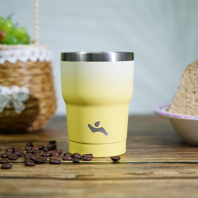 10 oz Tumbler with Handle and 2 Straw 2 Lid, Insulated Water Bottle Stainless Steel Vacuum Cup Reusable Travel Mug,Coral