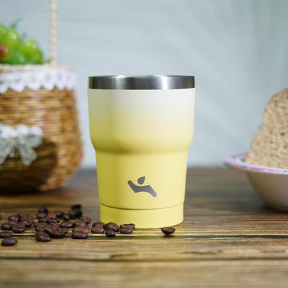 10 oz Tumbler with Handle and 2 Straw 2 Lid, Insulated Water Bottle Stainless Steel Vacuum Cup Reusable Travel Mug,Coral