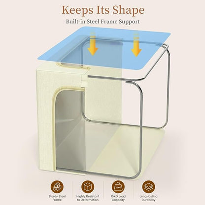 GoMaihe Clothes Storage Bins with Metal Frame, 55L Blanket Storage Boxes for Above Shelf Closet, 6 Pack Stackable Clothing Storage Organizer with Clear Window for Bedding Sweaters Comforters – Beige