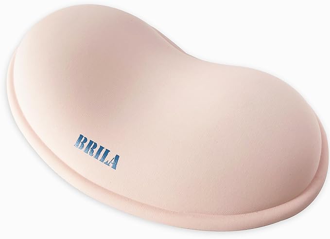 BRILA Ergonomic Silicone Mouse Wrist Rest, Cooling Silica Gel PU Leather Mouse Wrist Support Pad for Office Work and Laptop Computer Gaming (Pink)