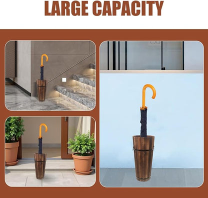 PRETYZOOM Wooden Umbrella Stand Garden Umbrella Base for Outdoor Patio Entryway Modern Design Carbonized Wood Canes