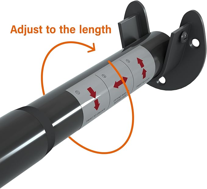 Adjustable Closet Rod for Hanging Clothes – Heavy Duty Metal Clothing Rail, 17.5 to 44 Inches Stepless Extension, 1.1” Diameter, Black – Fits Wardrobes, Laundry, RV, and Small Spaces