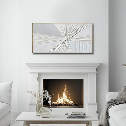Modern Abstract Wall Art White And Beige Wall Decoration for Dining Room Bedroom Office 20×40 Inch Textured Artwork Decor