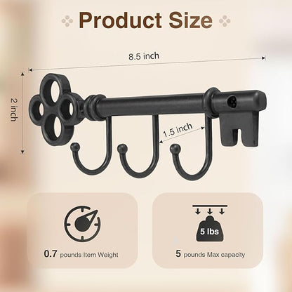 Classic Wall Mounted Key Holder Hook Rack, Vintage Key Rack for Entryway(Bronze Grey)