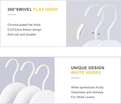 TOPIA HANGER White Wooden Coat Hanger 6 Pack, Wood Suit Hangers,Glossy Finish with Extra-Wide Shoulder, Thicker White Hooks & Anti-Slip Bar,Suitable for Coat, Suit,Dress,Jacket,Heavy Cloth - CT02W