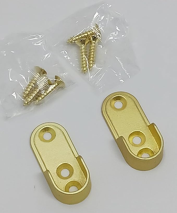 Matte Brass Aluminum Oval Wardrobe Tube Closet Rod with Two End Caps and Screws (24 INCH)