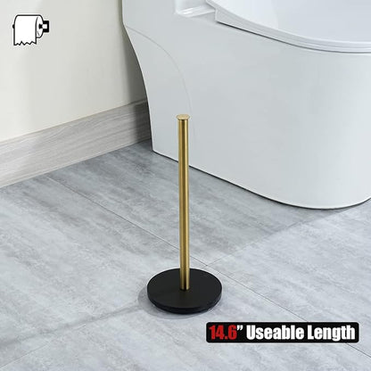 JQK Toilet Paper Storage Stand Gold, 304 Stainless Steel Thicken 0.8mm Tissue Reserve Holder Dispenser for Bathroom, Brushed Gold, TPS180-BG