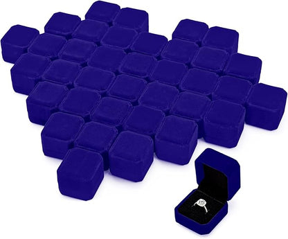 Laumoi 36 Pcs Velvet Ring Box for Wedding Ceremony Engagement Jewelry Boxes Packaging Display Ring Case Earring Storage Holder for Proposal Anniversary Birthday Gift(Blue)
