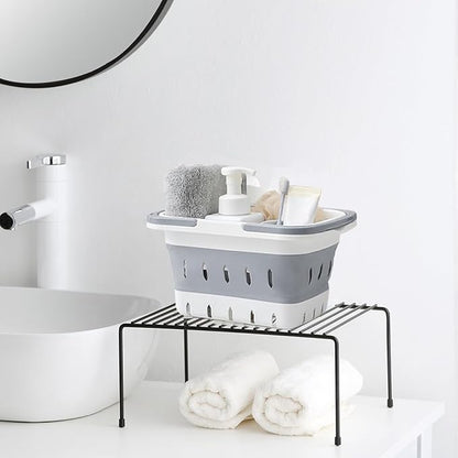 Shower Basket, Bathroom Basket Portable Shower Collapsible Plastic Storage with Handles & Draining Holes, Box Organizer Bin for Bathroom, Kitchen, Dorm, Gym for Daily Use