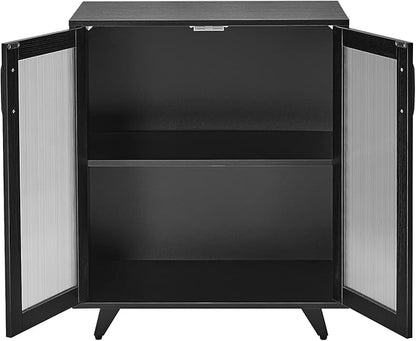 Panana Kitchen Buffet Server Table Accent Sideboard Cupboard Server Buffet Console Table with Doors Cabinet(27inch, Black)