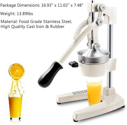 ROVSUN Commercial Grade Citrus Juicer Hand Press Manual Fruit Juicer Juice Squeezer Citrus Orange Lemon Pomegranate (White)