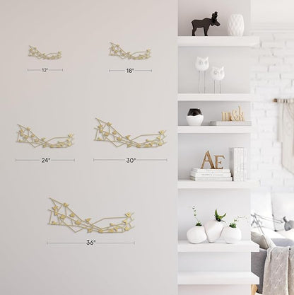 SIGNLEADER Metal Wall Art Decor Birds Perching Modern Abstract Wall Sculpture Hangings Home Decoration for Living Room, Bedroom, Bathroom, Kitchen, Outdoor - 12" Gold