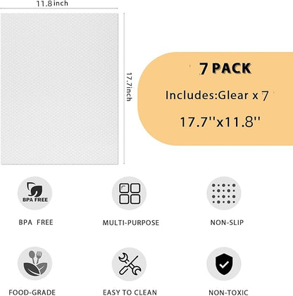 Aiosscd 7PCS Shelf Mats Refrigerator Liners Washable Refrigerator Pads Fridge Mats Drawer Placemats Home Kitchen Gadgets Accessories Organization for Top Freezer(White)