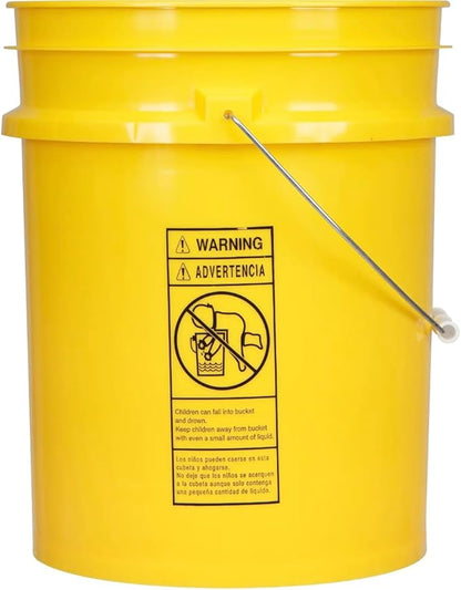 House Naturals 5 Gallon Food Grade Plastic Bucket with Air Tight Screw on Lid Made in USA Container (Yellow Bucket with Blue Lid)