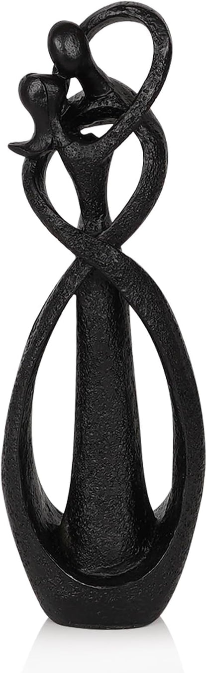 Trycooling Kissing Lovers Statue Abstract Sculpture Resin Statues for Home Decor Modern Home Office Desktop Shelf Bookshelf Decor (Black, Small)
