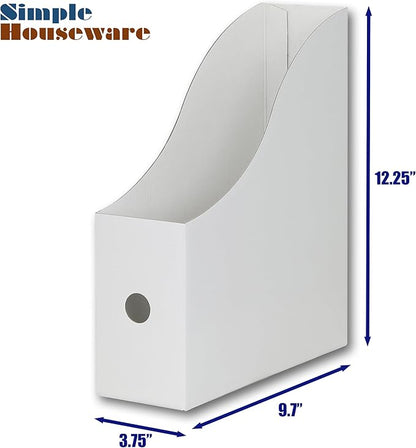 Simple Houseware 6-Pack Magazine File Holder Box, Foldable Cardboard Organizer, White