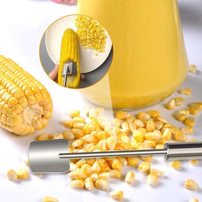 Corn Peeler for Corn on The Cob Stripper Tool, 2025 New Long Handle Stainless Steel Corn Stripper Tool, Quick Corn Kernel Remover Tools for Kitchen Use (2PC)