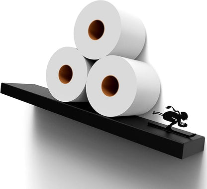 Artori Floating Toilet Paper Shelf Storage - Bathroom Wall Decorations, Tilted Wall Toilet Paper Holder, Mounted Toilet Decor Organizer for Tissue Rolls, Wipes, Towels, & More - Avalanche Ski2