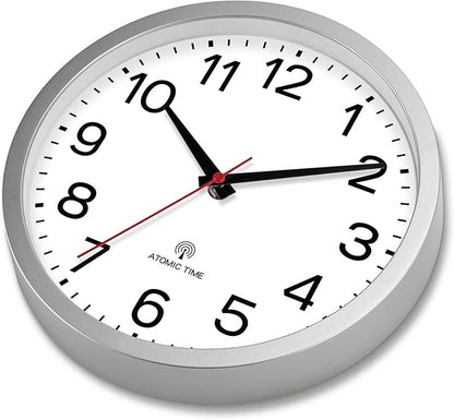 AKCISOT Atomic Wall Clock 12 Inch Clocks for Kitchen, Battery Operated Clock for Bedroom Office Classroom Living Room(Silver)