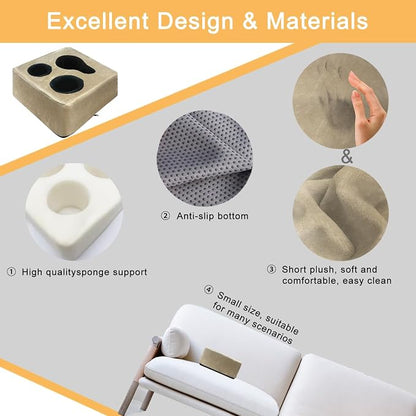 Couch Cup Holder Pillow Tray! Keep Drinks Hand Reach and KeepTemp, Prevent Spills and Use Anywhere. Cup Holder for Couch, Bed, Car, Courtyard, Park, Beach. Pink. Light Khaki
