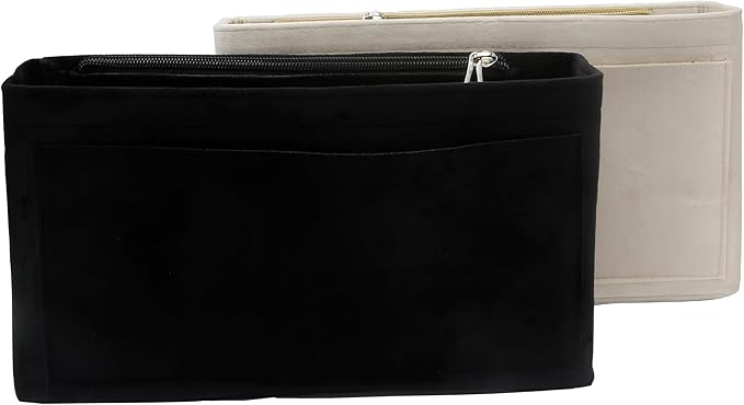 Purse Organizer Insert, Suede Bag Organizer Handbag Tote Shaper, Suede Material, Soft and Non Damaging Bag (Black, Slender Medium)