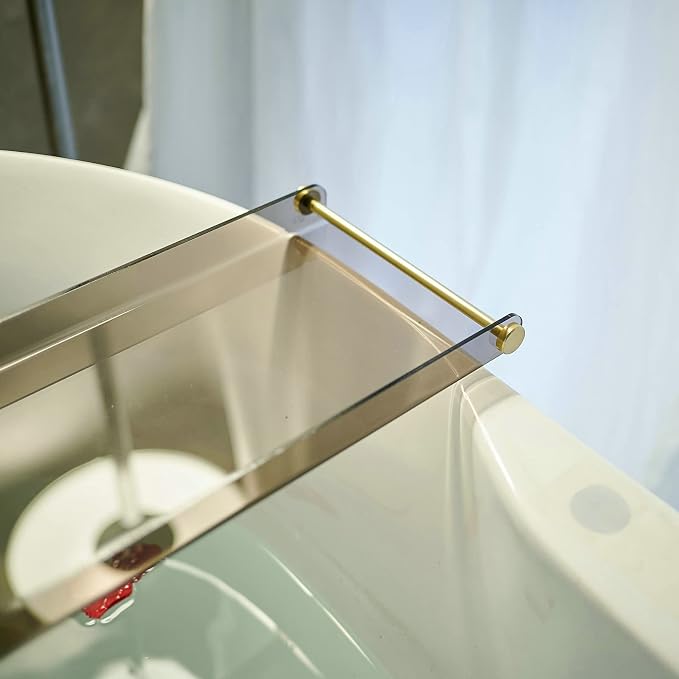 Bathtub Caddy Tray for Luxury Bathroom Bath tub Table Caddy Tray Shelf for Shower with Gold Handles fits All bathtubs