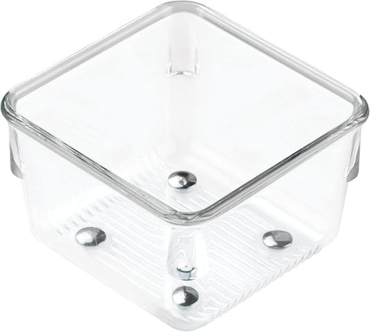 iDesign Linus Kitchen Drawer Organizer for Utensils, Tools, Gadgets - 3" x 3" x 2", Clear