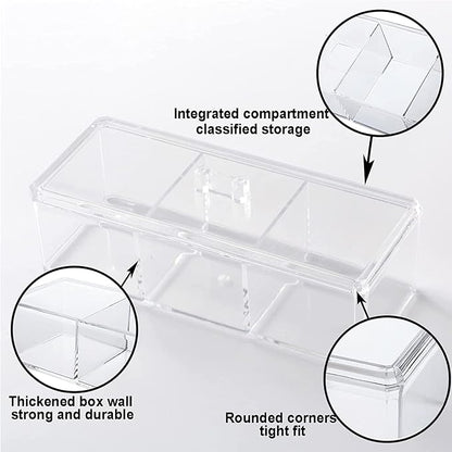 KIMCHOMERSE Qtip Holder Dispenser, 2-Layer Cotton Ball & Pad Holder for Bathroom Storage, Drawer Organizer for Earrings, Jewelry & Small Items