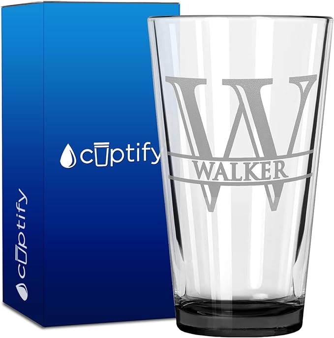 Personalized Beer Glass Engraved Black 16oz Pint Glass, Custom Gift for Men & Women with 13 Design Options, Perfect for Birthdays, Weddings, Father’s Day & More