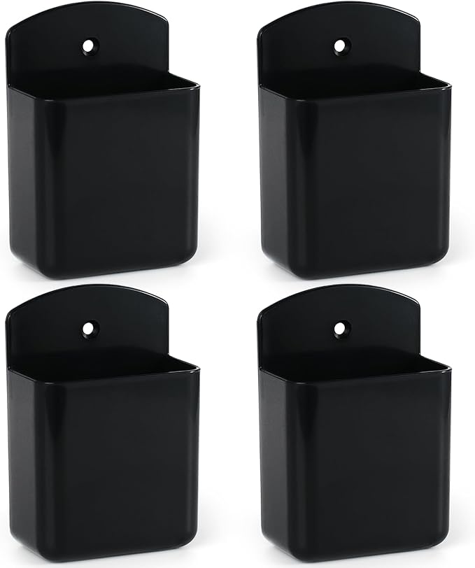 4 Pcs Remote Control Holder Wall Mount, TV Controller Holder, Self Adhesive Remote Holder, Wall Pen Holder Storage Accessories for Home Office School (Black)