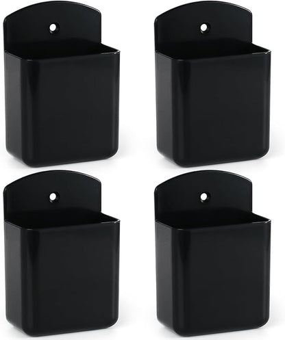 4 Pcs Remote Control Holder Wall Mount, TV Controller Holder, Self Adhesive Remote Holder, Wall Pen Holder Storage Accessories for Home Office School (Black)