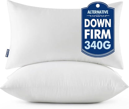 MIULEE Throw Pillows Inserts, Pack of 2 14x20 Inch 100% Virgin Fiber Filling Bed Couch Pillows