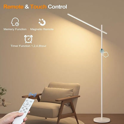 LED Corner Floor Lamp, 360°Rotating Head, Super Bright 1800LM Dimmable Minimalist Floor Lamps with Remote Control,3000K-6000K Modern Corner Light,67" Tall Standing Lamp for Living Room,Office - White