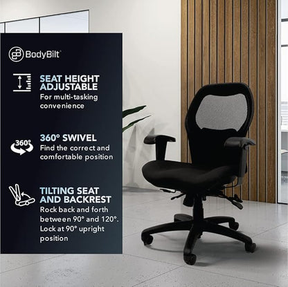 Seating Sola LT Ergonomic Office Chair | Comfortable Mid Back Computer Chair | Back Support Office Chair | Ultra-Soft | Ergonomic Lumbar Support Chair | (Steel Gray)