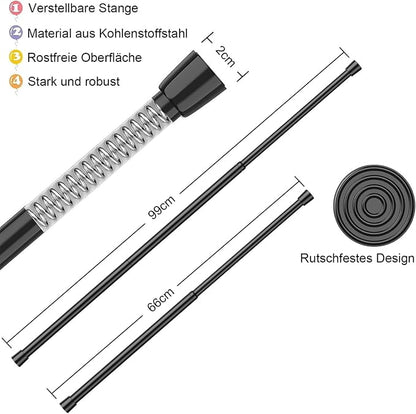 AIZESI Spring Tension Rods Adjustable Tension Curtain Rod Small Tension Rod No Drilling Expandable Spring Loaded Curtain Tension Rod（Black,26" to 39"-4Pcs)