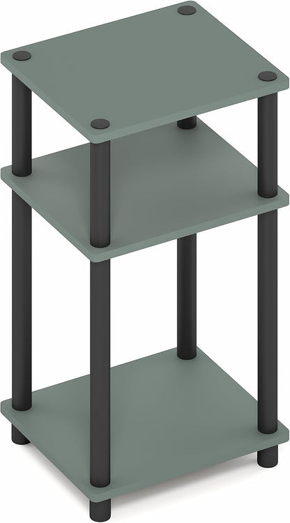 Furinno JUST Side Table, 3-Tier End Table, Open Shelves Night Stand, Bedside Table, Toolless Assembly, for Living Room, Bedroom, Bathroom, Sage Green