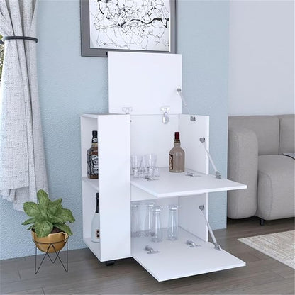 Pemberly Row Modern/Contemporary Bar Cart White Engineered Wood