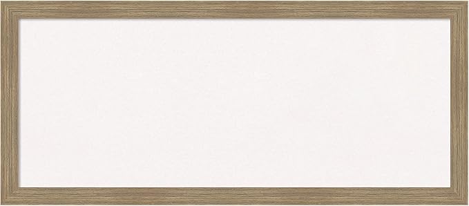 Amanti Art White Cork Board for Wall, 14x32 Vision Board with Brown Wood Frame, Medium Corkboard Office Decor for Home Organization, Casual Corkboard Pinboard to display items for home organization