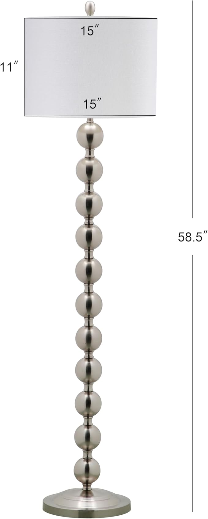 SAFAVIEH Lighting Collection Reflections Modern Farmhouse Stacked Ball Nickel 59-inch Living Room Bedroom Home Office Standing Floor Lamp (LED Bulb Included)