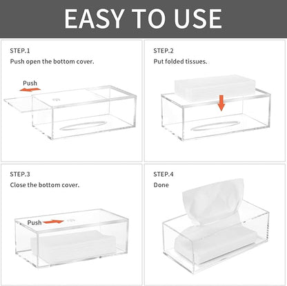 Acrylic Tissue Box Cover, Clear Tissue Box Holder, PITBVO Facial Napkin Dispenser Holder Case Dryer Sheet Holder for Car, Bathroom, Kitchen, Office, Living Room, Home, Laundry, Counter Hotel Use