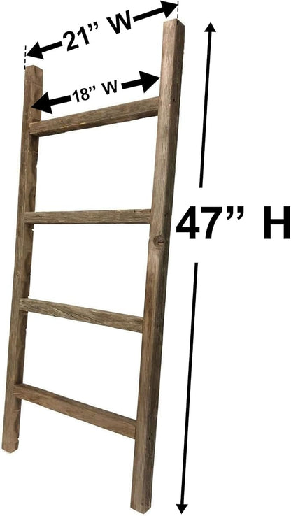 BARNWOODUSA Rustic Farmhouse Decorative Ladder - Our 47 in Ladder can be Mounted Horizontally or Vertically and is Crafted from Upcycled Wood No Assembly Required Espresso