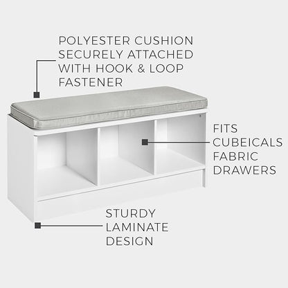 ClosetMaid 1632 Cubeicals 3-Cube Storage Bench, Espresso with Gray Cushion