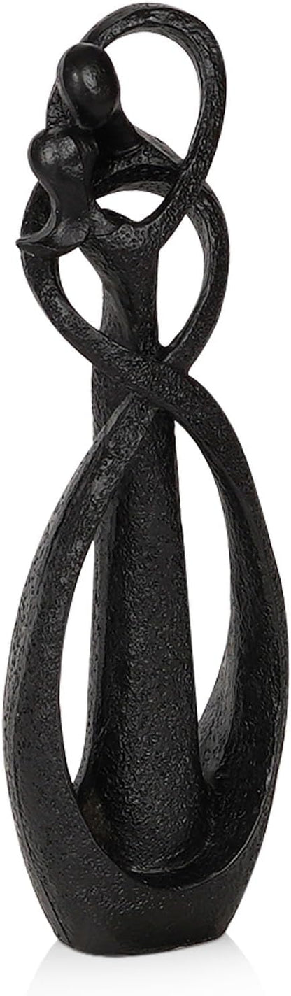 Trycooling Kissing Lovers Statue Abstract Sculpture Resin Statues for Home Decor Modern Home Office Desktop Shelf Bookshelf Decor (Black, Small)