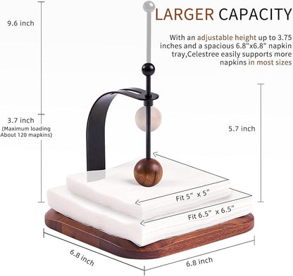 North American Walnut Napkin Holder for Table - Handcrafted Classic Style Wooden Cocktail Napkin Holder Fits 5-7" Napkins - Windproof for Outdoor,Bar, Use (Gift Idea)