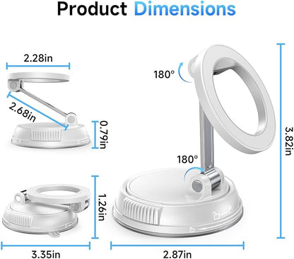 ANDERY Car Phone Holder for Magsafe [78+LBS Strongest Suction & 2400gf Magnetic] 360° Adjustable Car Phone Mount, Phone Holders for Your Car for iPhone 17 Pro Max 16 15 14 13 12 Air Plus, White