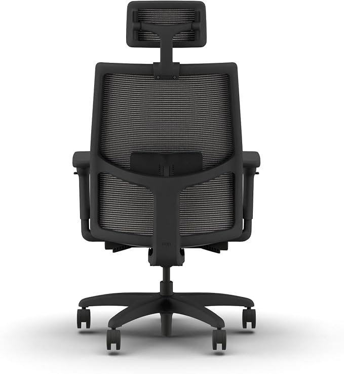 HON Ignition 2.0 Big and Tall Office Chair with Headrest, 450lbs Weight Capacity, Extra Wide Seat, Tilt Recline, Swivel Wheels, Heavy Duty Office Chair, Comfortable for Long Hours, Black Frame, Ash