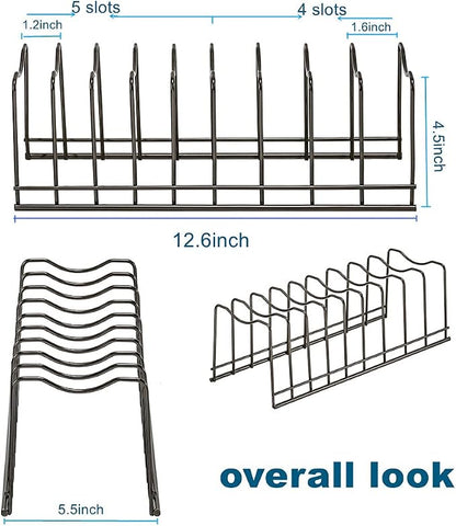 Pot Lid Organizer, Stainless Steel Pot Lid Storage Rack Holder, Cutting Board, Bakeware, Pots & Pans, Serving Trays, Reusable Containers in Cabinet Pantry on Countertop(Satin Nickel, 2)
