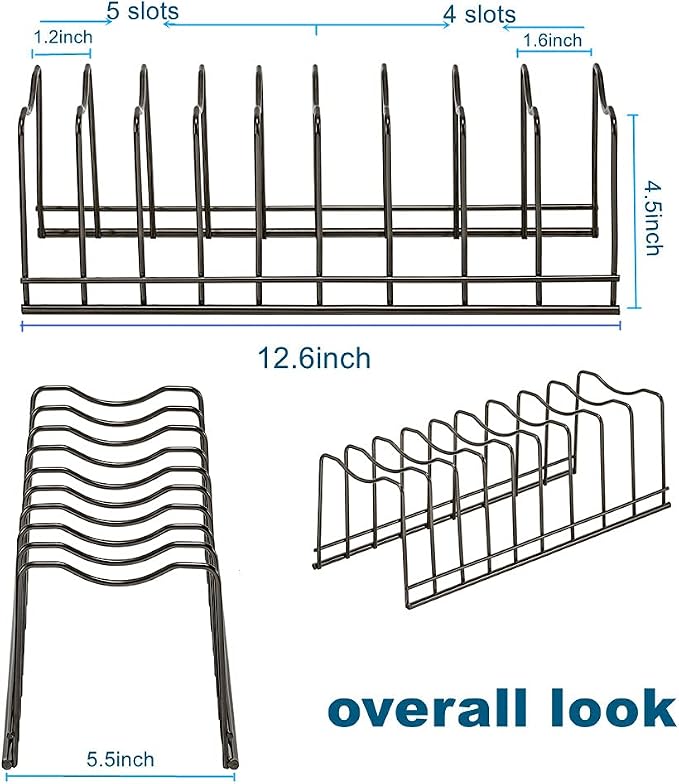 Pot Lid Organizer, Pot Lid Rack Holder, Rest Cutting Board, Bakeware, Pots & Pans, Serving Trays, Reusable Containers in Cabinet Pantry, Stainless Steel
