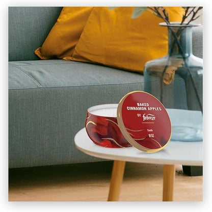 Febreze Scented Candle, Baked Cinnamon Apples Scent, 4 Wick Candle, Reusable Tin, Long Lasting Even Burn, Giftable for Holidays, 11oz, Single Pack